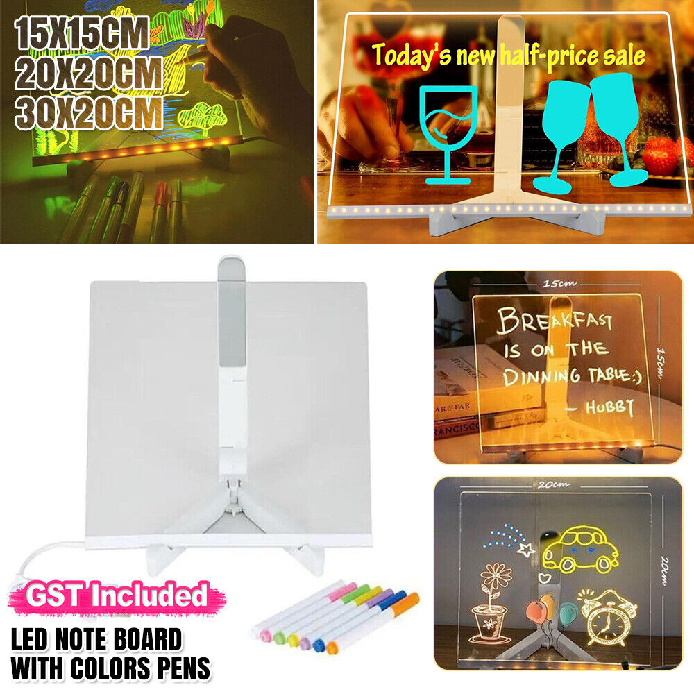  LED Note Board with Colors, Acrylic Dry Erase Board