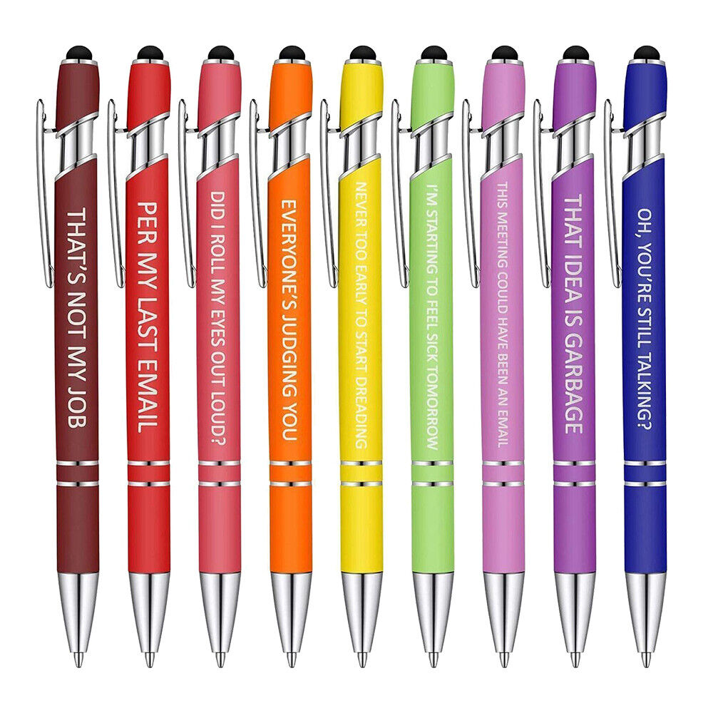 11pcs/set Funny Writing Pens Swear Word Spring Ball Pen Office Diary Pen  Black Ink Pen