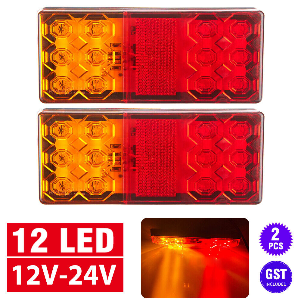 2x orange side marker lights rectangular 12/24V trailer truck W / bulb