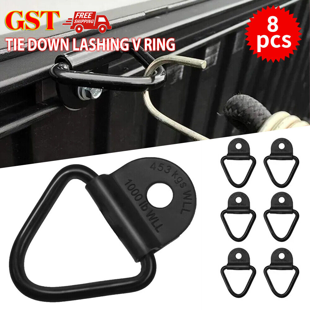 6Pcs Black Heavy Duty Fixing Point Anchor Lashing Eye Tie Down Loop D-Ring  Hook 