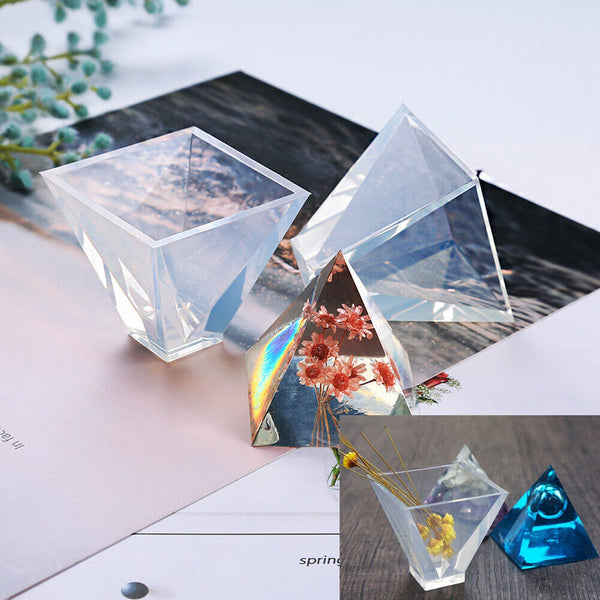 Pyramid Silicone Mold Epoxy Resin Jewelry Making Candle Mould Pendant Craft DIY