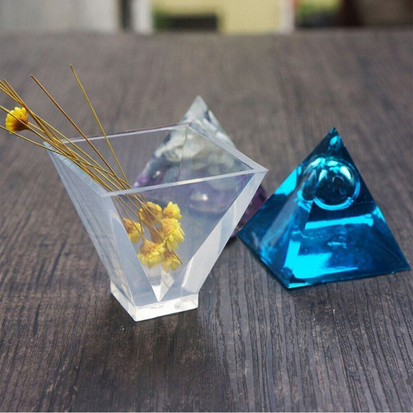 Pyramid Silicone Mold Epoxy Resin Jewelry Making Candle Mould Pendant Craft DIY