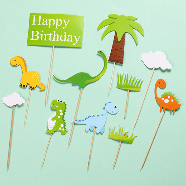 11pcs Dinosaur Cake Topper Dinosaurs Cupcake Birthday Party Cake Decor Kids Fun