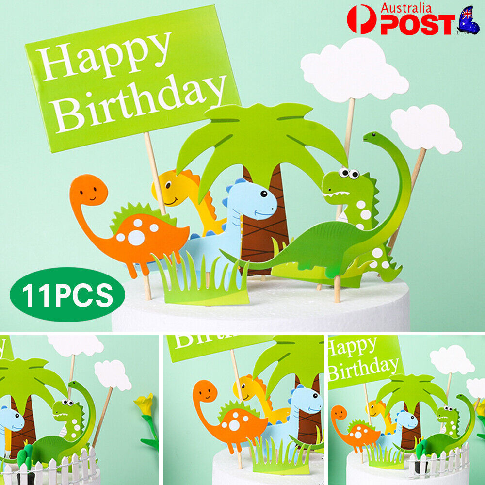 11pcs Dinosaur Cake Topper Dinosaurs Cupcake Birthday Party Cake Decor Kids Fun