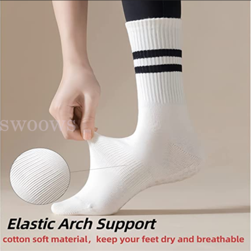 1/3Pair Yoga Socks Non-Slip Grips Anti-Skid Pilates Barre Dance Cushioned Sock