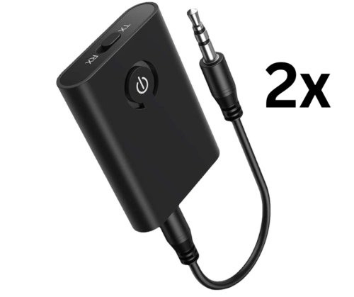 1/2X Bluetooth 5.0 Transmitter Receiver 2 in 1 Wireless Audio Aux Adapter 3.5mm