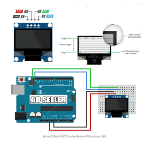 OLED Display 0.96" 128x64 I2C SSD1306 for Arduino Uno Mega 2560 for Respberry PI