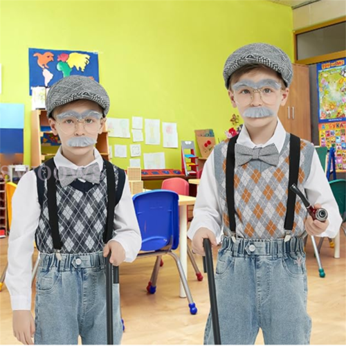 Boys Grandpa Little Old Man Costume Child Kids Cosplay Party 100 Days Of School