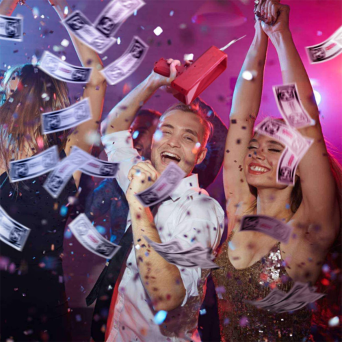 Multi-Coloured Money Shooter Spray Cash Toy Money Gun Prop 100pcs Bill Dispenser