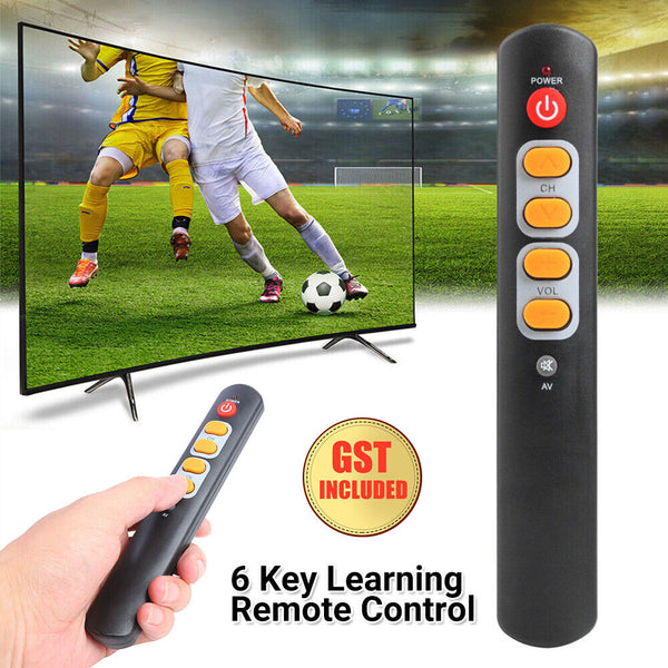 Universal 6 Key Learning Remote Control Big Yellow Button Copy IR Remote AU