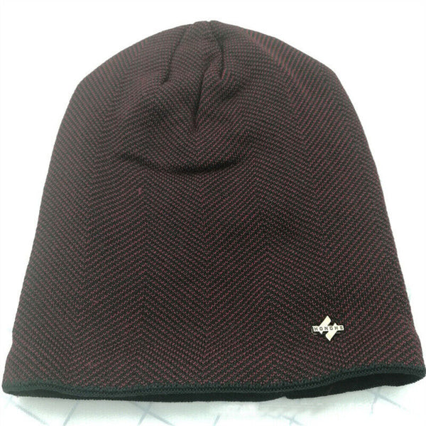 Thick Knitted Wool Hat Winter Warm Cap Men Women Beanie Fleece Ski Skating Cap