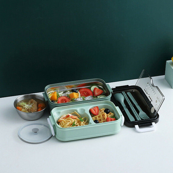 Bento Box Lunch Containers Food Microwave Stainless Portable Dinnerware AU