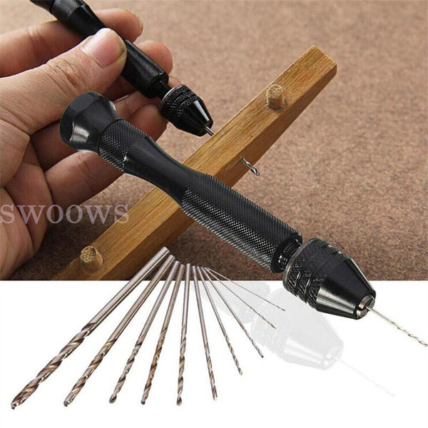 21/59x Mini hand drill Vise Hand Bits Twist Woodworking Set Precision Pin DIY