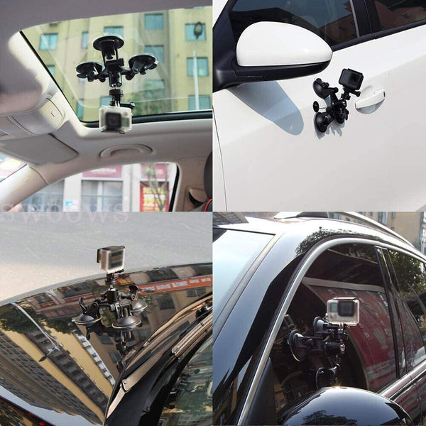 Triple Suction Cup Car Mount Holder Suit For GoPro Hero 8/7/6/5/4 Action Camera