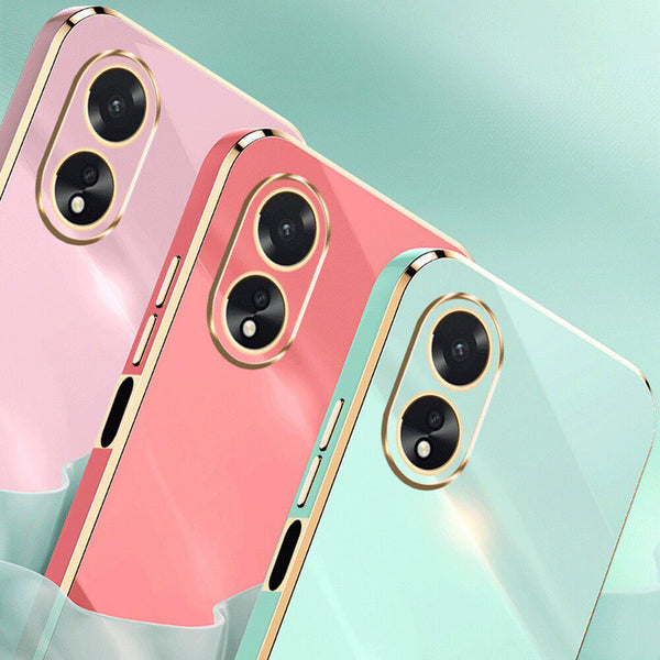 Shockproof Fashion Candy Plating Frame Soft Rubber Case Cover For OPPO A38 4G