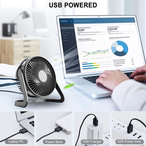 Portable mini USB CoolingFan 360 degrees Small Desktop Desk Quiet Computer 4inch