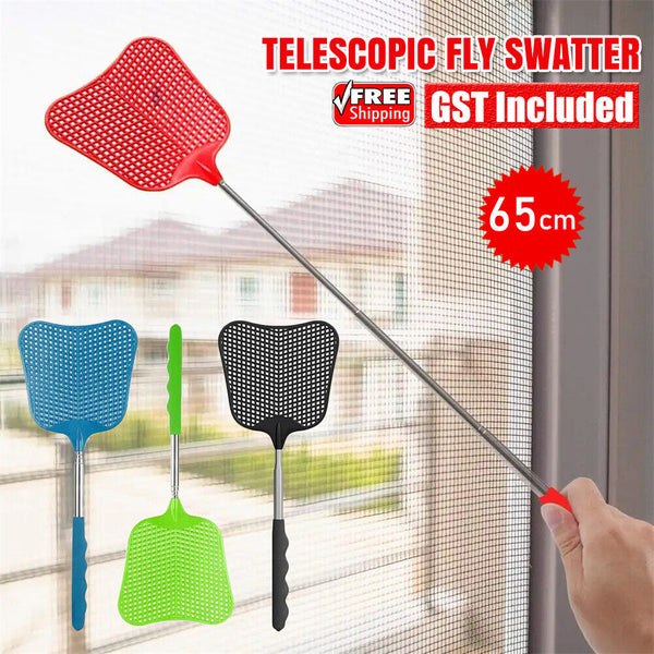 UPTO 4pcs Fly Swatter Extendable Handle Telescopic Insect Mosquito up to 65cm