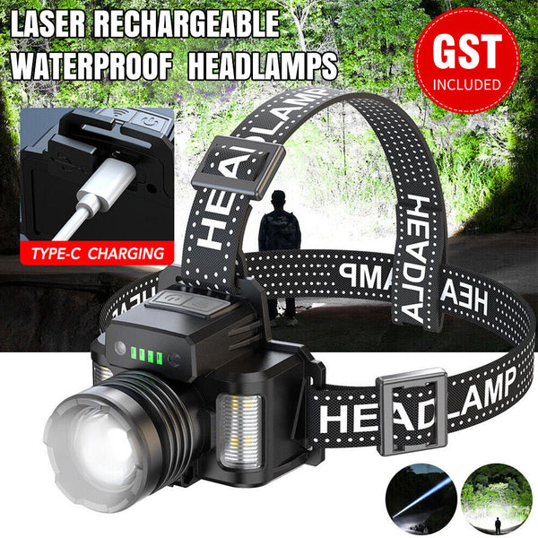 Rechargeable LED Headlamps Flashlight Torch Head Light Waterproof Work Lamp AU
