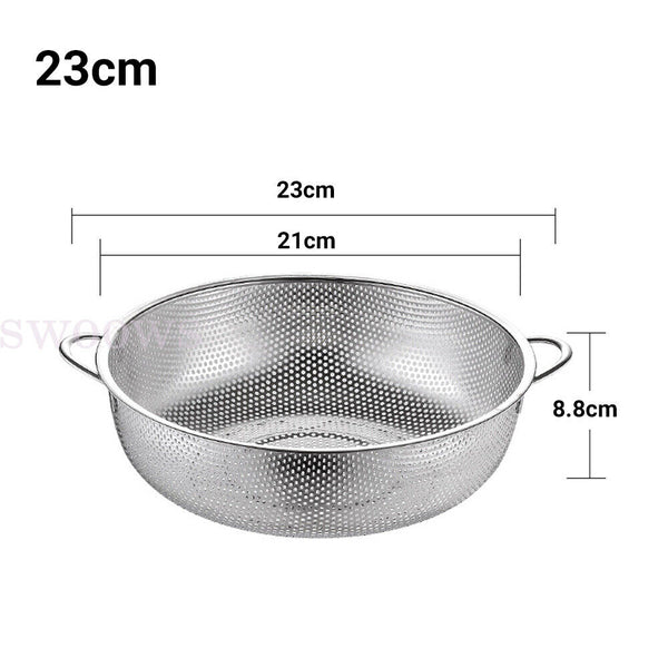 Stainless Steel Fine Mesh Strainer Colander Food Rice Vegetable Fruits Sieve