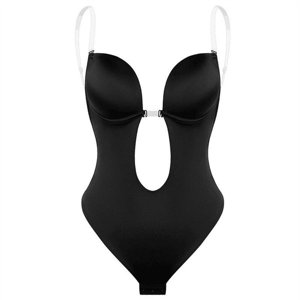 Women Invisible Push Up Bra Backless Bodysuit wedding Party Bra Deep U Underwear