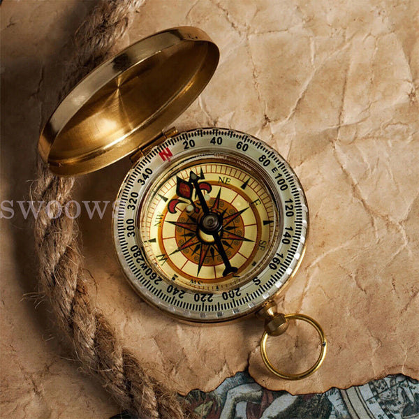 Portable Classic Brass Survival Pocket Camping Compass Outdoor Hiking Watch Map