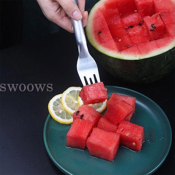 Watermelon Slicer Cutter, 2-in-1 Fork Stainless Steel Fruit Cutting Artifact