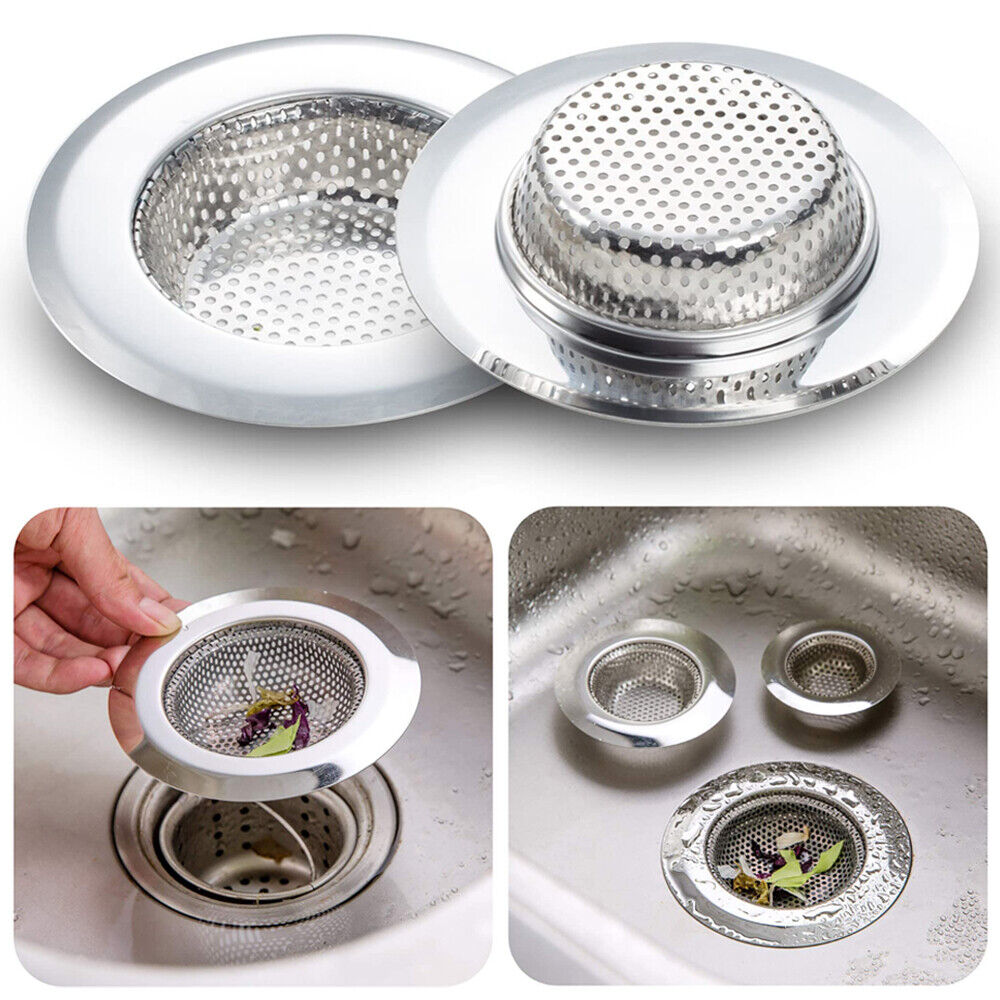 4/8x Stainless Steel Kitchen Sink Mesh Strainer Waste Plug Filter Drain Stopper