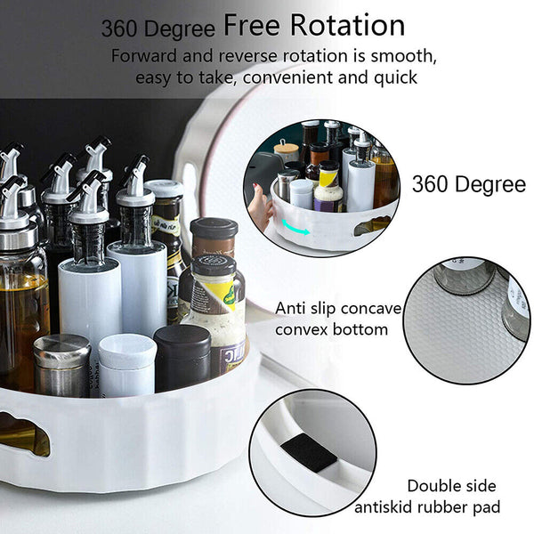 Kitchen Rotating Storage Spice Rack Organiser Round Bathroom Pantry Shelf Holder