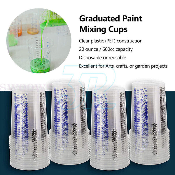 Disposable Graduated Paint Measuring Cups Resin Epoxy Ratios Mixing Cup Kits