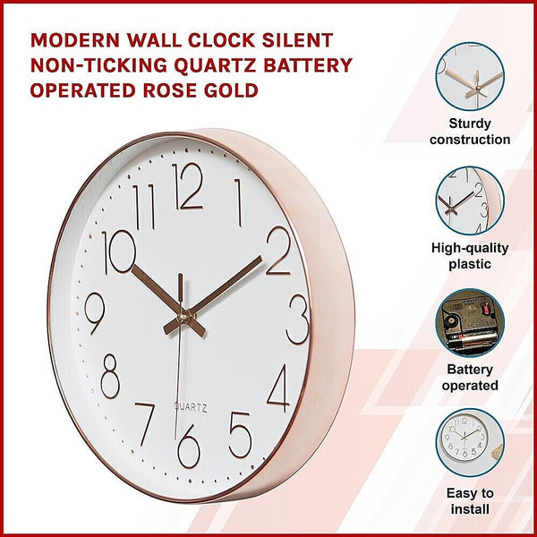 Wall Clock Quartz Round Square Wall Clock Silent Non-Ticking Battery Operated