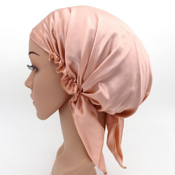 Pure Mulberry Silk Adjustable Night Cap Soft Sleeping Cap Hair Care Wrap Bonnet