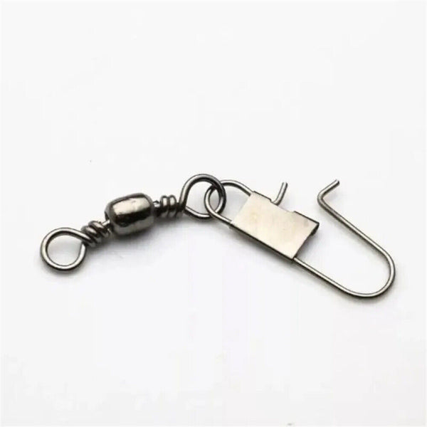 100pcs 7 size Fishing Rolling Barrel Swivel with Interlock Snap Tackle Connector