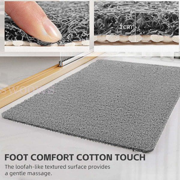 Shower Rug Anti-Slip Loofah Bathroom Bath Mat Carpet Water Drains Shower Bath