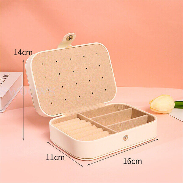 New Portable Jewelry Box Organizer Leather Jewelry Ornaments Case Travel Storage