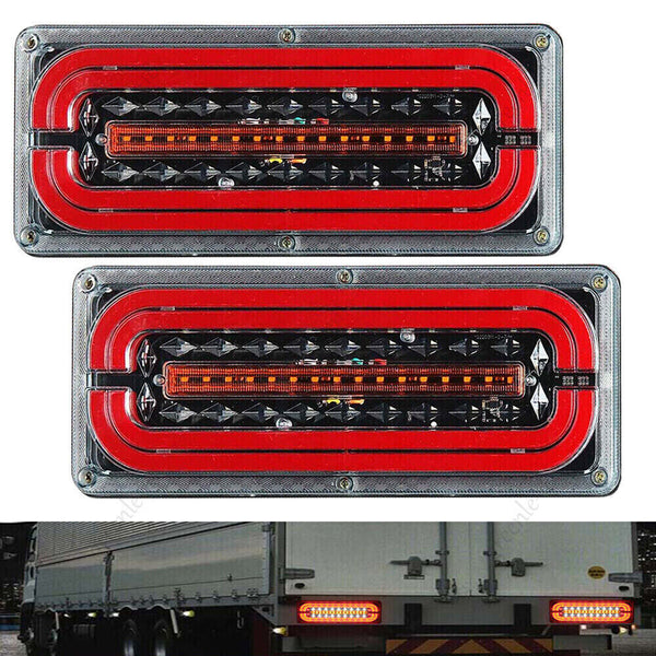 2PCS 12V-24V Sequential Indicator LED Tail Lights Trailer Caravan Truck Stop