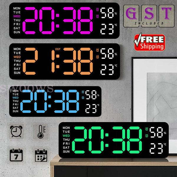 With Calendar Date Temperature LED Large Display USB Clock Digital Wall