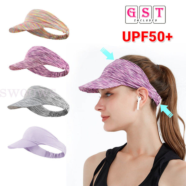 Visor Sun Hat Golf Tennis Beach Men Women Cap Adjustable Sports Gym Plain