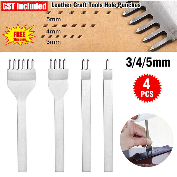 4Pcs/Set Craft Tool 1/2/4/6Prong Punches Stitching Chisel Hole Leather Punch