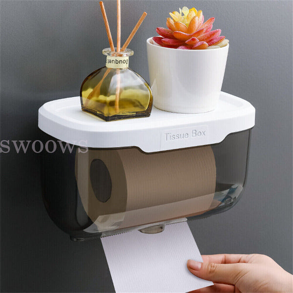 Toilet Paper Holder Waterproof Wall Mount Roll Paper Dispenser Tissue Box Shelf