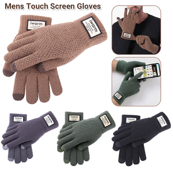 1/4 Mens Winter Warm Windproof Fleece Lined Thermal Touch Screen Gloves Outdoors