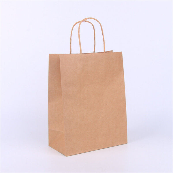 Bulk Kraft Brown Paper Bags with Handles Craft Merchandise Shopping Retail Bags