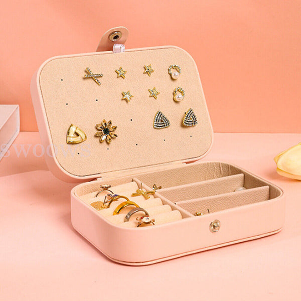 New Portable Jewelry Box Organizer Leather Jewelry Ornaments Case Travel Storage