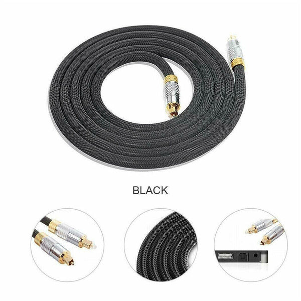 Ultra Premium Toslink Optical Fibre Cable Gold Plated Digital Audio Lead Cord