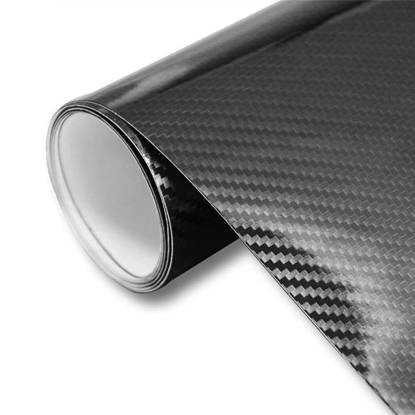 NEW BEST 7D Gloss Black Carbon Fibre Fiber Vinyl Car Wrap Air Release Film Mat