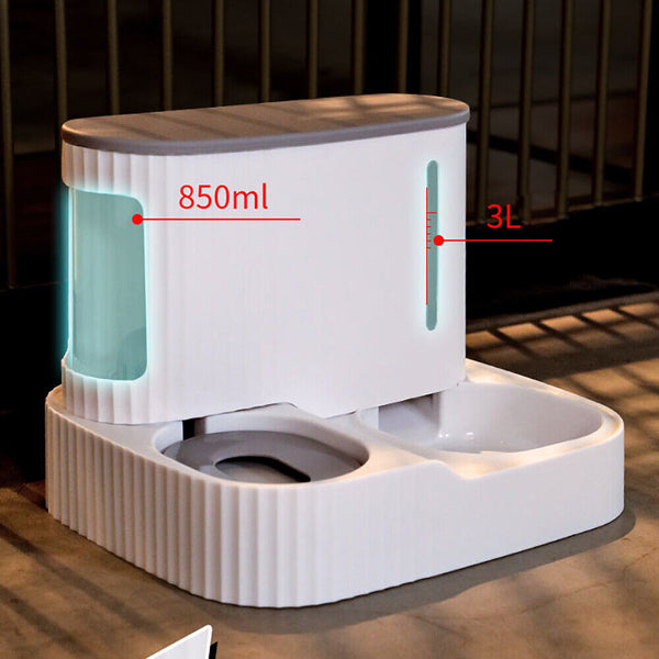 2 in1 Automatic Pet Dog Cat Food Water Dispenser Feeder Self Feeding Bowl Bottle