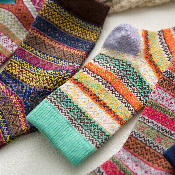 1-10 Pairs Thermal Socks Winter Nordic Wool Blends Cashmere Thick Warm Knitted