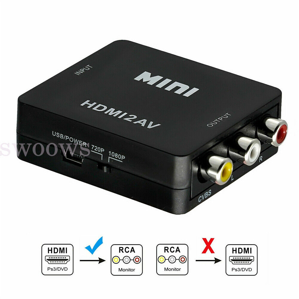 HDMI to AV Converter 1080P HDMI to RCA Adapter HDMI2AV HD Video for PS2 Xbox TV