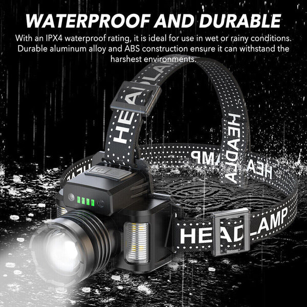 Rechargeable LED Headlamps Flashlight Torch Head Light Waterproof Work Lamp AU