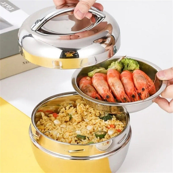 1/2Stainless Steel Thermo Insulated Thermal Lunch Bento Box Round Food Container