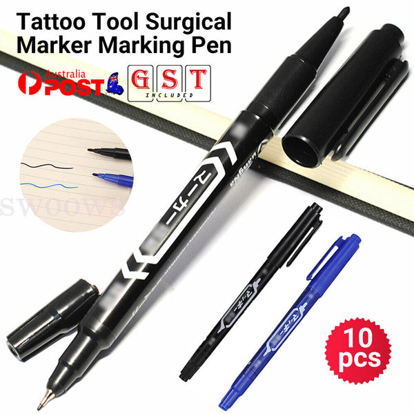 10x AU Tattoo Tool Surgical Marker Marking Pen Dual-Tip Skin Scribe Piercing